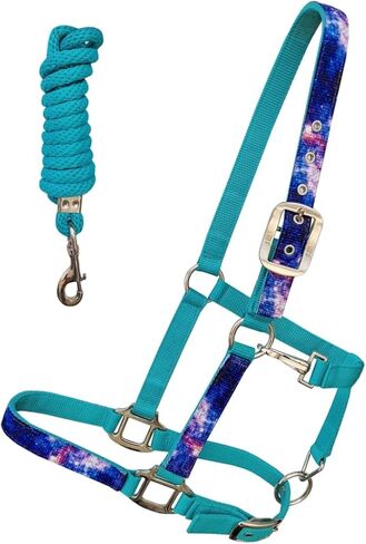Cob Turquoise Nylon Galaxy Inlay Adjustable Halter w/Lead Rope -C 606211TR-C in Saudi Arabia