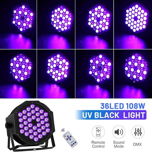 36LED Black Light, Czgor UV Stage Lights Blacklight DMX/Remote Control for Disco, Wedding, Party, Halloween, Music Show, Body Painting Glow in Kuwait