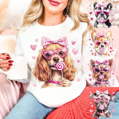 NAZENTI Dog Sweatshirt, Dog Mom Sweatshirt, Valentine Dog Sweatshirt, Gift for Dog Lover, Dog Sweatshirt for Valentines Day in Saudi Arabia