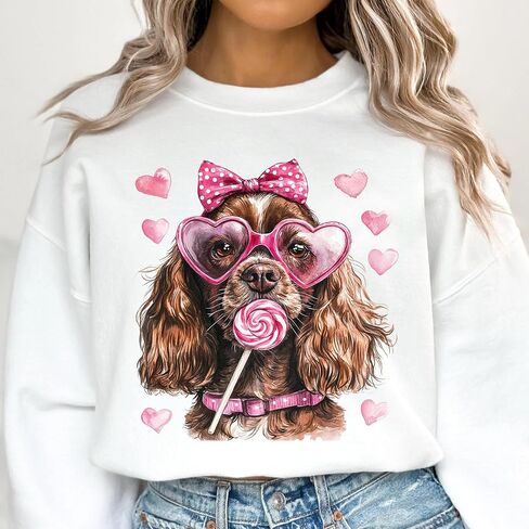 NAZENTI Dog Sweatshirt, Dog Mom Sweatshirt, Valentine Dog Sweatshirt, Gift for Dog Lover, Dog Sweatshirt for Valentines Day in Saudi Arabia