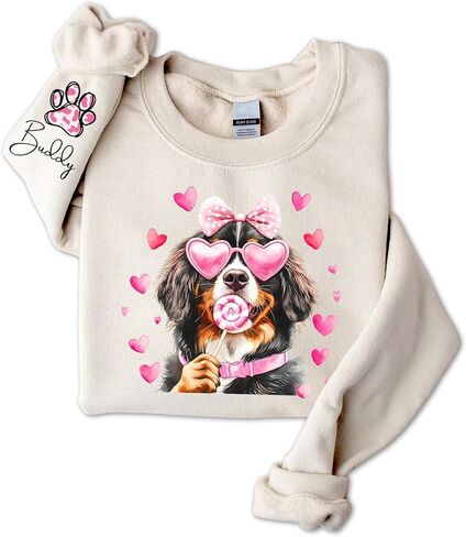 NAZENTI Dog Sweatshirt, Dog Mom Sweatshirt, Valentine Dog Sweatshirt, Gift for Dog Lover, Dog Sweatshirt for Valentines Day in Saudi Arabia