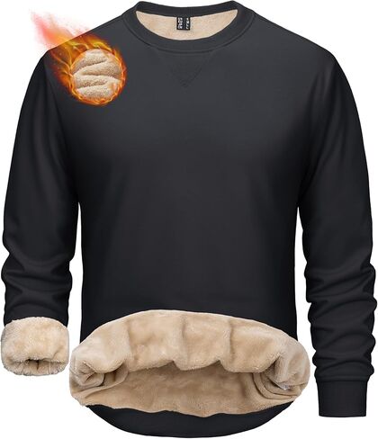 MAGCOMSEN Men's Sweatshirt Crewneck Thermal Sherpa Lined Sweatshirts Warm Winter Casual Tops in Saudi Arabia