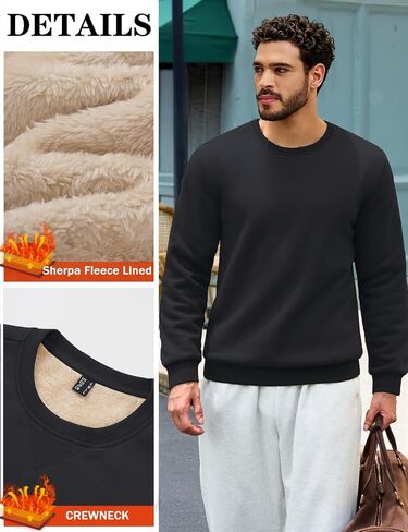 MAGCOMSEN Men's Sweatshirt Crewneck Thermal Sherpa Lined Sweatshirts Warm Winter Casual Tops in Saudi Arabia