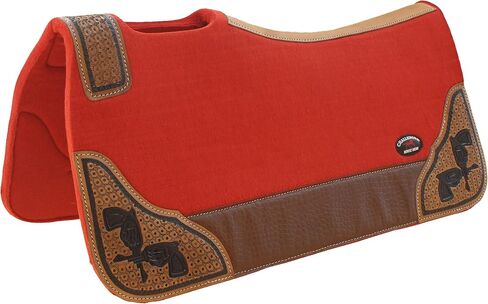 CHALLENGER Horse 32" x 30" Western Contoured Wool Felt Therapeutic Saddle Pad Red 39208RD in Saudi Arabia