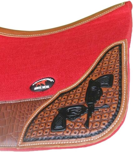 CHALLENGER Horse 32" x 30" Western Contoured Wool Felt Therapeutic Saddle Pad Red 39208RD in Saudi Arabia