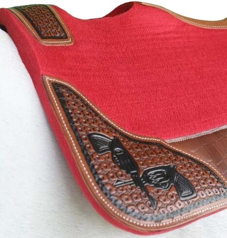 CHALLENGER Horse 32" x 30" Western Contoured Wool Felt Therapeutic Saddle Pad Red 39208RD in Saudi Arabia