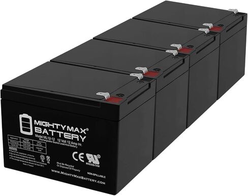 بطارية بديلة Mighty Max 12V 12AH SLA لسكوتر الجيب الكهربائي MotoTec 36V - 4 عبوات in Saudi Arabia