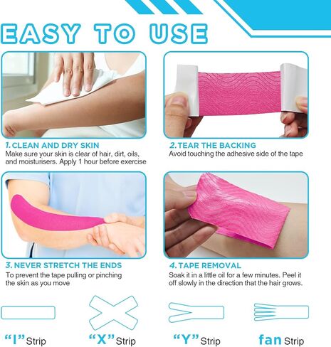 100 قطعة من أشرطة أشرطة علم الحركة المقطوعة مسبقًا من OK TAPE، شريط رياضي مرن لدعم المفاصل وتخفيف آلام العضلات، مقاوم للماء، شريط حركي للكتف والركبة والكاحل (5 ألوان، 2 بوصة × 10 بوصة) in Saudi Arabia