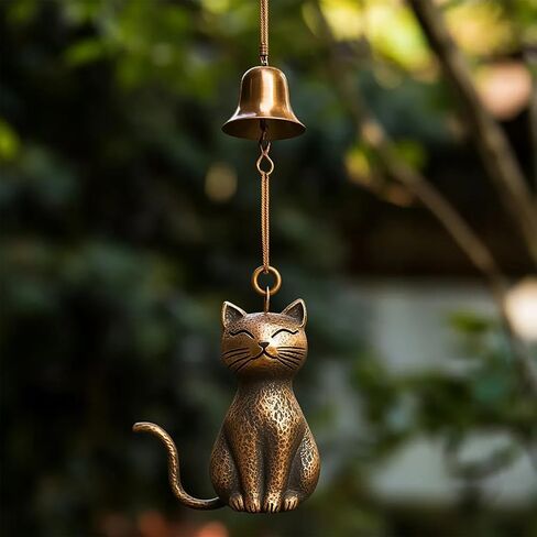 Rustic Meow Wind Chimes – Unique Sounding Ornament, Resilient Against Elements,Balcony Decor Outdoor Patio Decor(D) in Saudi Arabia