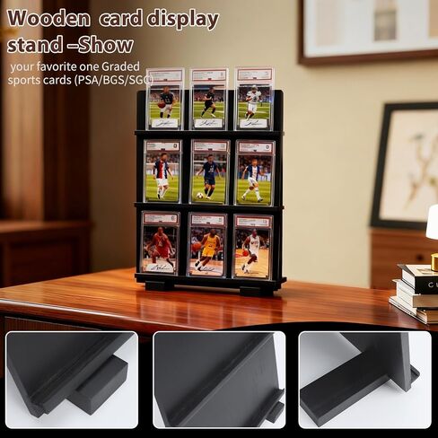 Wooden Trading Card Display Stand, Applicable to PSA/CSG/BGS/SGC Graded Cards, Ideal for Card Collection and Show in Saudi Arabia