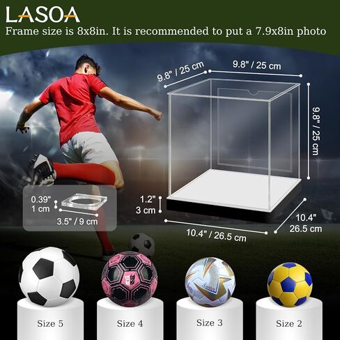 LASOA Football Display Case with RGBW LED Light, Self-Assembly Acrylic Display Box for Memorabilia, UV Protection Dust Proof for Full Size Autographed Ball with Ball Stand and Photo Holder in Saudi Arabia