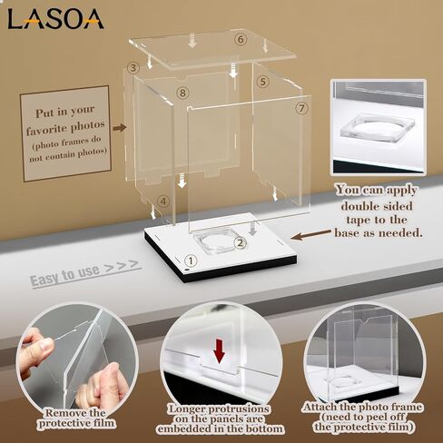 LASOA Football Display Case with RGBW LED Light, Self-Assembly Acrylic Display Box for Memorabilia, UV Protection Dust Proof for Full Size Autographed Ball with Ball Stand and Photo Holder in Saudi Arabia