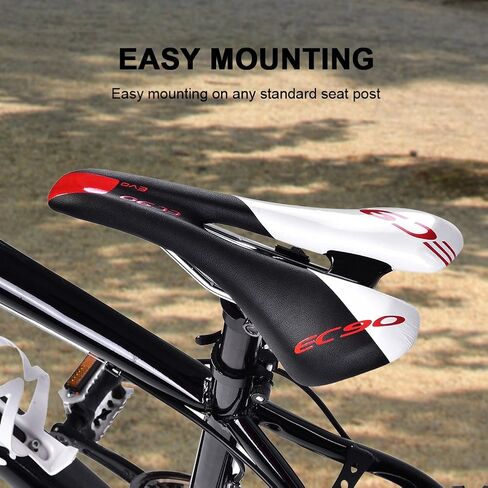 2Colors Pu Leather Bike Cycling Saddle Mountain Bike Comfortable with Soft Cushion for Women Men Cycling?¡§o?Fit for Road Bike and Mountain Bike(Black & White) Mountain Bike in Saudi Arabia