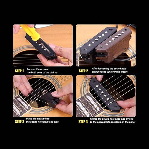 Alomejor Guitar Pickup Kit, Noise Reduction, Acoustic Guitar, Double Coil, Soundhole Pickup, Replacement Parts for Home Recording and Live Performances in Saudi Arabia