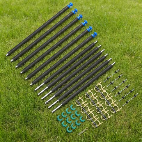 FAHKNS 6PCS Universal Trampoline Poles Replacement Enclosure Straight Poles Fit for 8-16FT Trampoline Frame with Clamp and Hardware in Saudi Arabia