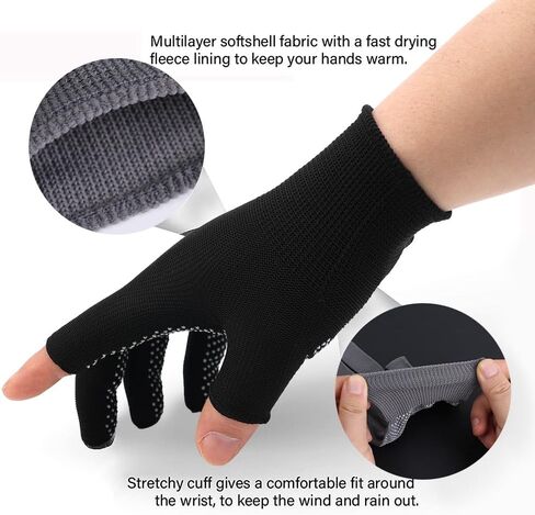 3 Pairs Men and Women Half-Finger Slip Fingerless Work Gloves for Construction Nylon Fitness Cycling Motorcycle Gloves in Saudi Arabia