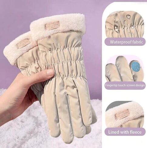 Women's Windproof-Winter-Ski-Gloves, Water-Resistant Snow Gloves, Warm Fleece Lined Thermal Protection for Cold Weather in Saudi Arabia