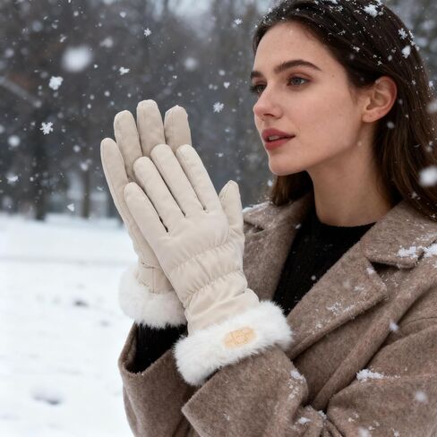 Women's Windproof-Winter-Ski-Gloves, Water-Resistant Snow Gloves, Warm Fleece Lined Thermal Protection for Cold Weather in Saudi Arabia