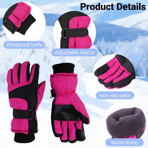 Women Windproof-Ski-Gloves Winter Cold-Weather Thick-Lining Warm Snow-Gloves for Skiing Hiking Cycling in Kuwait