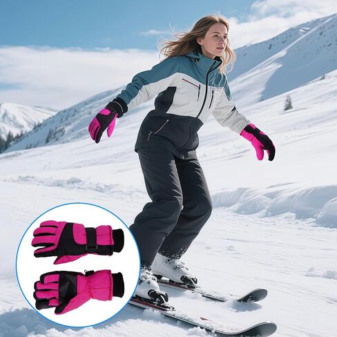 Women Windproof-Ski-Gloves Winter Cold-Weather Thick-Lining Warm Snow-Gloves for Skiing Hiking Cycling in Kuwait