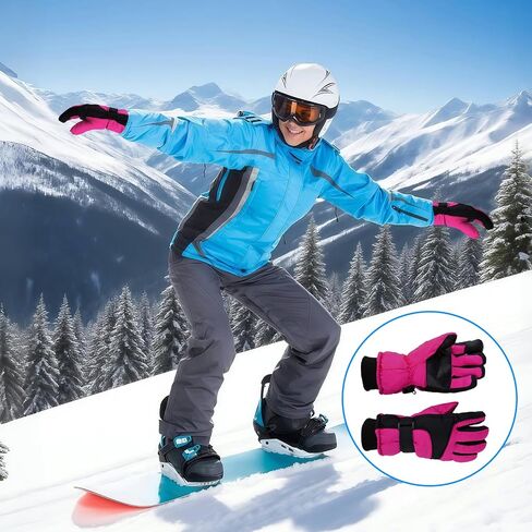 Women Windproof-Ski-Gloves Winter Cold-Weather Thick-Lining Warm Snow-Gloves for Skiing Hiking Cycling in Kuwait