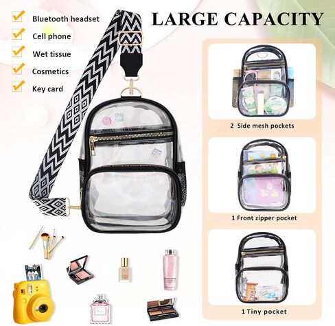 Clear Bag Stadium Approved Events Concerts Sports Outdoors Water Bottle Holder,Clear Purse for Women Men Handbags in Saudi Arabia