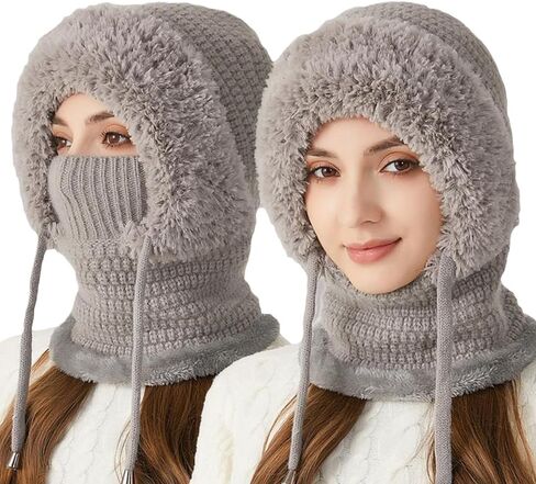 3 in 1 Beanie Hat with Scarf and Mask, 3 in 1 Beanie Hat for Women, Knitted Ski Scarf and Mask Set, Balaclava Hats in Saudi Arabia