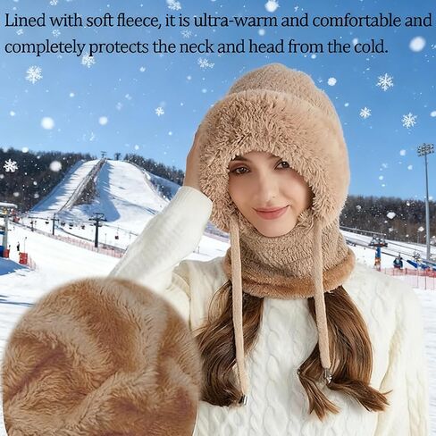 3 in 1 Beanie Hat with Scarf and Mask, 3 in 1 Beanie Hat for Women, Knitted Ski Scarf and Mask Set, Balaclava Hats in Saudi Arabia