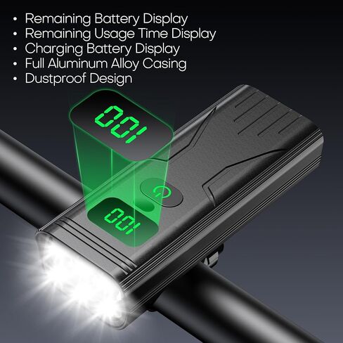 مجموعة أضواء الدراجة، عمر بطارية طويل للغاية 9000 لومن ضوء الدراجة لركوب الليل، المصباح الأمامي والخلفي للدراجة، IPX6 مقاوم للماء، هيكل من الألومنيوم بالكامل - مثالي لركوب الدراجات في الجبال والطرق والمدينة in Kuwait