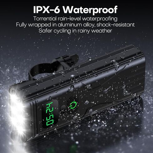 مجموعة أضواء الدراجة، عمر بطارية طويل للغاية 9000 لومن ضوء الدراجة لركوب الليل، المصباح الأمامي والخلفي للدراجة، IPX6 مقاوم للماء، هيكل من الألومنيوم بالكامل - مثالي لركوب الدراجات في الجبال والطرق والمدينة in Kuwait