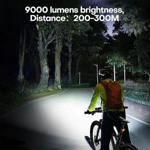 مجموعة أضواء الدراجة، عمر بطارية طويل للغاية 9000 لومن ضوء الدراجة لركوب الليل، المصباح الأمامي والخلفي للدراجة، IPX6 مقاوم للماء، هيكل من الألومنيوم بالكامل - مثالي لركوب الدراجات في الجبال والطرق والمدينة in Kuwait