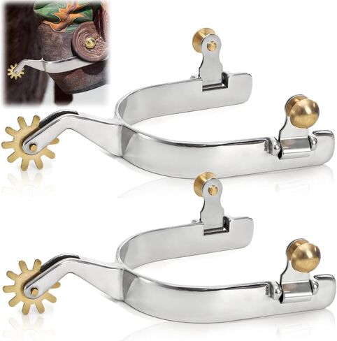 2 Pack Horse Spurs, Stainless Steel Stylish Boot Spurs with Gear Copper Rowels, Western Cowboy Equestrian Men Women Spur Horse Riding Accessories for Trail Riding, Horse Tack in Saudi Arabia