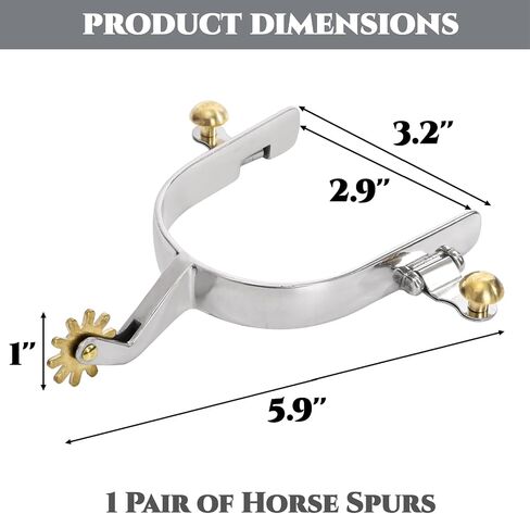 2 Pack Horse Spurs, Stainless Steel Stylish Boot Spurs with Gear Copper Rowels, Western Cowboy Equestrian Men Women Spur Horse Riding Accessories for Trail Riding, Horse Tack in Saudi Arabia
