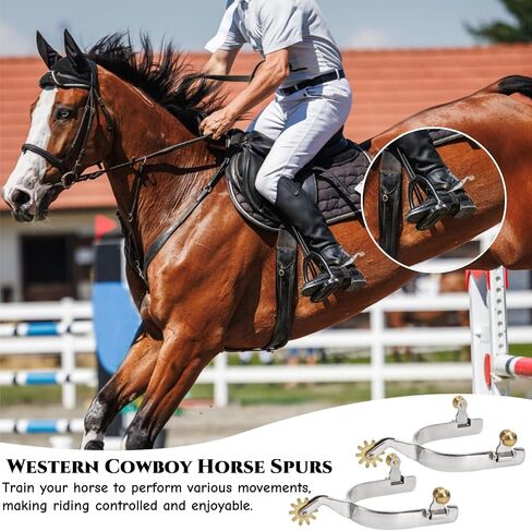 2 Pack Horse Spurs, Stainless Steel Stylish Boot Spurs with Gear Copper Rowels, Western Cowboy Equestrian Men Women Spur Horse Riding Accessories for Trail Riding, Horse Tack in Saudi Arabia
