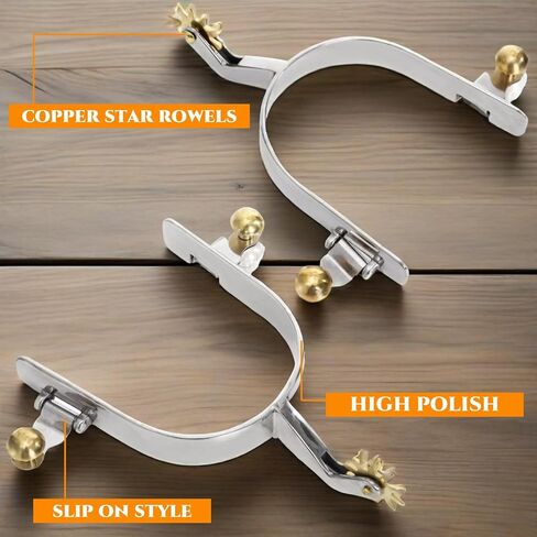 2 Pack Horse Spurs, Stainless Steel Stylish Boot Spurs with Gear Copper Rowels, Western Cowboy Equestrian Men Women Spur Horse Riding Accessories for Trail Riding, Horse Tack in Saudi Arabia