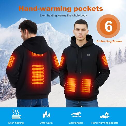 Heated Hoodie for Men Women 20000mAh Battery Fast Charge with Fleece Lining Unisex Heated Sweatshirt Electric Hoodie in Kuwait
