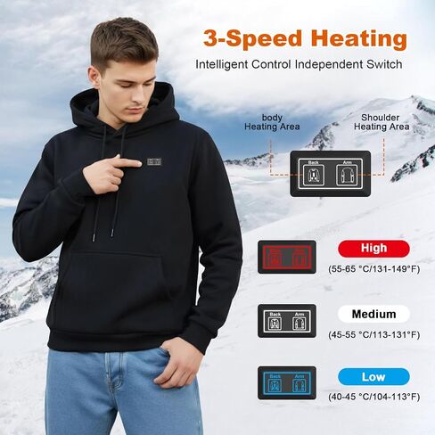 Heated Hoodie for Men Women 20000mAh Battery Fast Charge with Fleece Lining Unisex Heated Sweatshirt Electric Hoodie in Kuwait