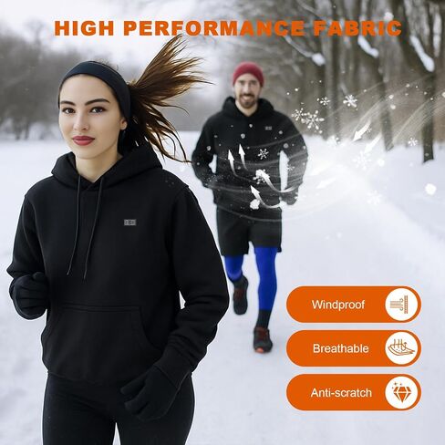Heated Hoodie for Men Women 20000mAh Battery Fast Charge with Fleece Lining Unisex Heated Sweatshirt Electric Hoodie in Kuwait