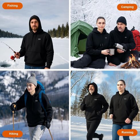 Heated Hoodie for Men Women 20000mAh Battery Fast Charge with Fleece Lining Unisex Heated Sweatshirt Electric Hoodie in Kuwait