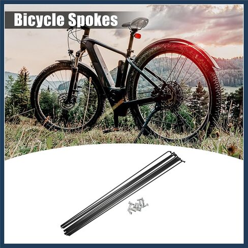 12 Pcs 14G J Bend 284mm x 2mm Bike Bicycle Spokes with Nipples Steel Black Stylish Design in Saudi Arabia