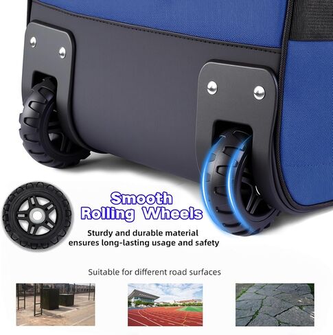 حقيبة معدات التقاط كبيرة محمولة بعجلات، حقيبة بيسبول بعجلات لـ 4 مضارب، جيوب متعددة، خطاف سياج| المتداول لمعدات الكرة اللينة والبيسبول in Kuwait