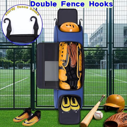 حقيبة معدات التقاط كبيرة محمولة بعجلات، حقيبة بيسبول بعجلات لـ 4 مضارب، جيوب متعددة، خطاف سياج| المتداول لمعدات الكرة اللينة والبيسبول in Kuwait