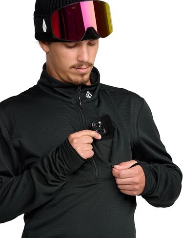 سويت شيرت Volcom رجالي Gridlock 1/4 بطبقة أساسية بسحاب - بلوفر حراري عالي الأداء مع حلقات للإبهام in Saudi Arabia