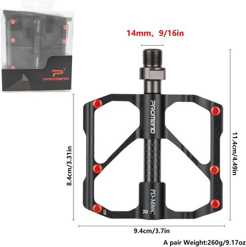Aluminum Alloy & Carbon Fiber MTB Pedals - 9/16" Sealed 3-Bearing System | Lightweight Non-Slip Platform for Road, Mountain & BMX Bikes in Saudi Arabia