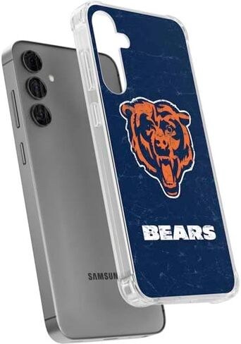 حافظة هاتف Skinit الشفافة متوافقة مع هاتف Galaxy S24 Plus - مرخصة رسميًا من NFL Chicago Bears - تصميم بديل متعثر in Saudi Arabia
