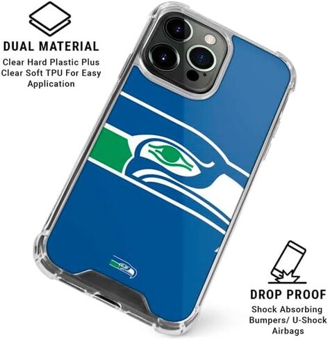 Skinit Clear Phone Case Compatible with iPhone 15 Pro Max - Officially Licensed NFL Seattle Seahawks Retro Logo Design in Saudi Arabia