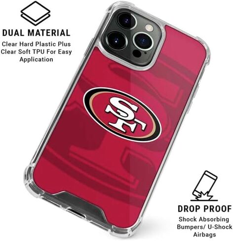 Skinit Clear Phone Case Compatible with iPhone 15 Pro Max - Officially Licensed NFL San Francisco 49ers Double Vision Design in Saudi Arabia