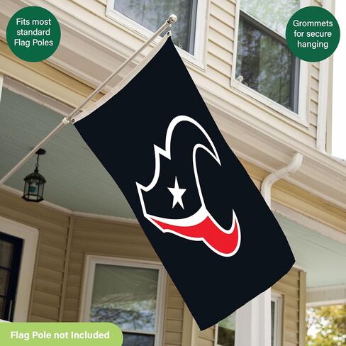 Team Sports America NFL Houston Texans 3 x 5 Outdoor Durable House Flag with Grommets | Sport Team Flag & Banner | Indoor Wall Decor Flag for Room | Works with Flag Poles for Outside House in Kuwait