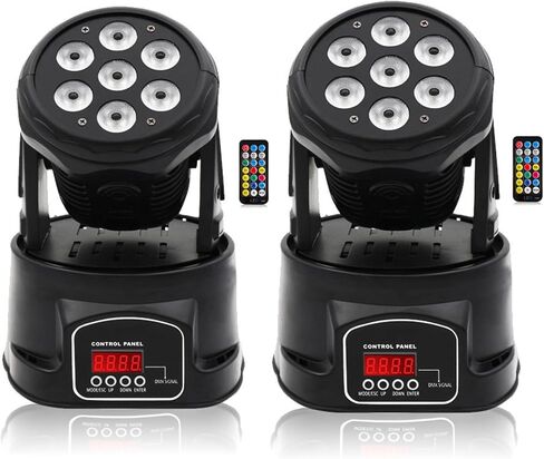 ضوء رأس متحرك 7 × 10 وات، إضاءة مسرح RGBW مع جهاز تحكم عن بعد، DMX 512 ستروب، ضوء شعاع LED 9/14 قناة، من أجل DJ Disco Wedding Bar Christmas Halloween Party Church (عبوتان) in Saudi Arabia
