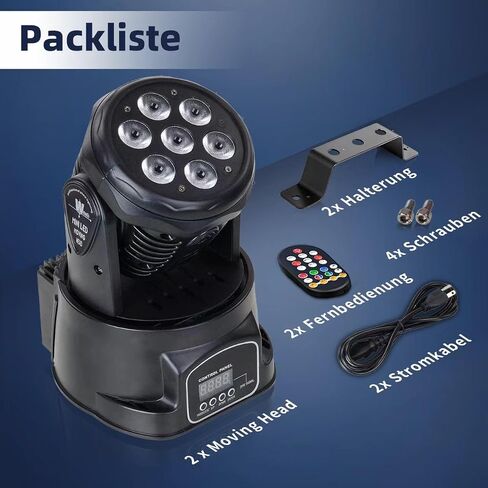 ضوء رأس متحرك 7 × 10 وات، إضاءة مسرح RGBW مع جهاز تحكم عن بعد، DMX 512 ستروب، ضوء شعاع LED 9/14 قناة، من أجل DJ Disco Wedding Bar Christmas Halloween Party Church (عبوتان) in Saudi Arabia